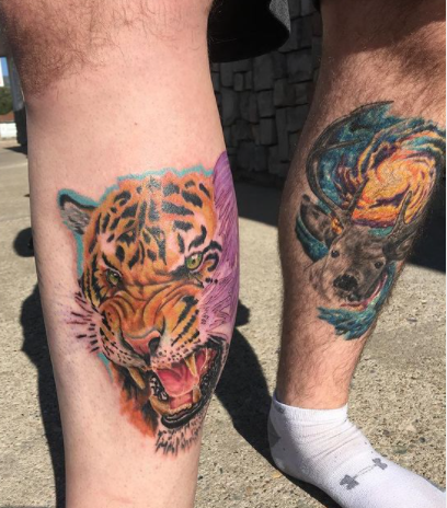 Tattoos - Justin Hammontree Tiger and Deer - 142984